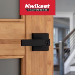 Kwikset Singapore Signature Series Contemporary Matte Black Entry Lever 1-3/4 in.