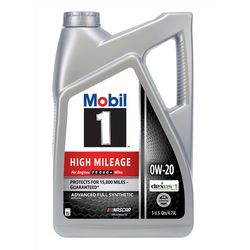 Mobil 1 0W-20 Gasoline High Mileage Motor Oil 5 qt