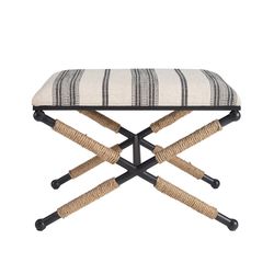 Linon Home Decor Castleford Stripe Fabric Cushioned Ottoman 1 pk