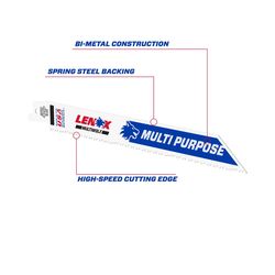 LENOX MULTIWOLF 8 in. Bi-Metal WAVE EDGE Reciprocating Saw Blade 10 TPI 25 pk