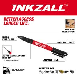 Milwaukee Inkzall 2-in-1 Deep Reach Black Ultra Fine Tip Jobsite Marker 1 each