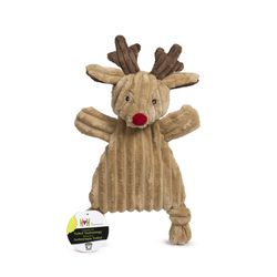 HuggleHounds Flatties For Dog Brown Rudy Reindeer Dog Toy 1 pk