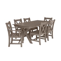 Tangentwood 7 pc Gray Plastic Classic Dining Set Gray