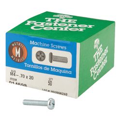 HILLMAN M4-0.7 Ga. X 20 mm L Phillips Pan Head Zinc-Plated Steel Metric Machine Screws 50 pk