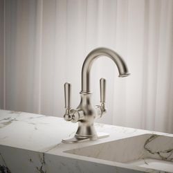 Kohler Facile Vibrant Brushed Nickel Traditional Single-Hole Bathroom Sink Faucet 4 in.