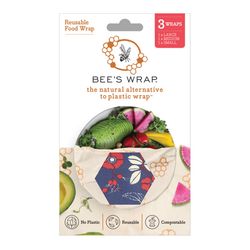 Bee's Wrap 1 each Navy Blue, Red, White, Natural Food Wrap 1 pk