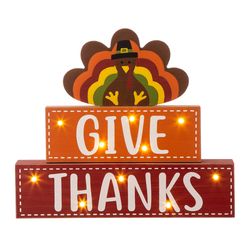 Glitzhome 10.28 in. Prelit Thanksgiving Lighted Turkey Fall Decor