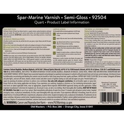 Old Masters Semi-Gloss Clear Oil-Based Marine Spar Varnish 1 qt
