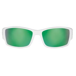 Flying Fisherman Razor Sunglasses Unisex Matte White Frame Amber Green Mirror Lens Polarized