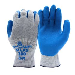 SHOWA ATLAS 300 Unisex Indoor/Outdoor Coated Work Gloves Blue/Gray M 1 pair