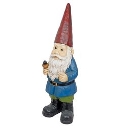 Alpine Ceramic Multi-color 48 in. Gnome with Bird Statue