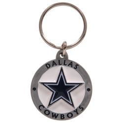 HILLMAN NFL Tempered Steel Black/White Split Ring Keychain