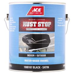 Ace Rust Stop Indoor and Outdoor Satin Black Water-Based Enamel Rust Prevention Paint 1 gal