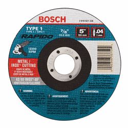 Bosch Rapido 5 in. D X 7/8 in. X 0.040 in. thick Aluminum Oxide Abrasive Cut-Off Wheel 1 pc