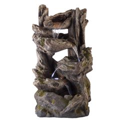 Alpine Resin/Stone Powder/Sand Multi-color 39 in. H Rainforest Fountain with LED Light