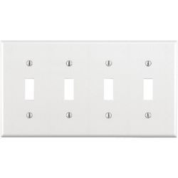 Leviton White 4 gang Thermoset Plastic Toggle Wall Plate 1 pk