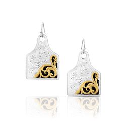 Montana Silversmiths Women's Rural Route Cow Tag Earrings