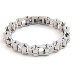 Mad Man Mens Dakata Bike Chain Silver Bracelet Stainless Steel