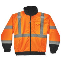 Ergodyne GloWear XXL Long Sleeve Unisex Hooded Bomber Jacket Orange
