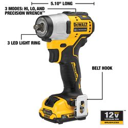 DeWalt 12V MAX 3/8 in. Cordless Brushless Impact Wrench Kit (Battery & Charger)