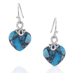 Montana Silversmiths Women's Untamable Heart of Stone Silver/Turquoise Earrings Water Resistant