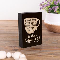 P Graham Dunn 5 in. H X 4 in. L Dark Brown Wood Glass Half Full Word Block