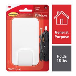 3M Command Extra Large Plastic Hook 4.7 in. L 1 pk