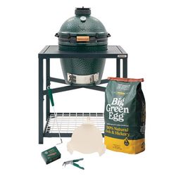 Big Green Egg 15 in. Medium EGG Package with Modular Nest Charcoal Kamado Grill and Smoker Green