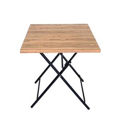 Living Accents Wood Grain Beige Square Metal Folding Side Table