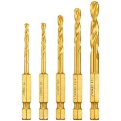 DeWalt Assorted Titanium Impact Ready Drill Bit Set Quick-Change Hex Shank 5 pc