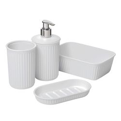 Superio Brand Matte White Smoke Plastic Bath Accessory Set