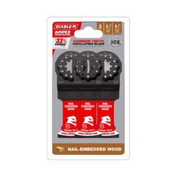 Diablo Demo Demon Amped 1-3/4 in. L X 1-1/4 in. W Carbide Oscillating Blade Nail-Embedded Wood 3 pk