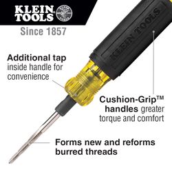 Klein Tools SAE 6-32, 8-32, 10-32, 10-24, 12-24, 1/4-20, 7-3/4 6-in-1 Tapping Tool