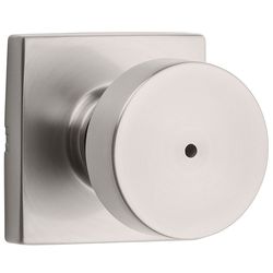 Kwikset Signature Series Pismo Knob x Square Rose Satin Nickel Privacy Lockset