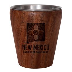 Totally Bamboo 2.3 oz Natural Acacia Wood/Stainless Steel New Mexico Shot Glass