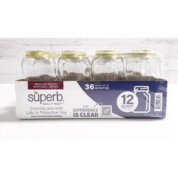 Superb Arglass Regular Mouth Canning Jar 32 oz 12 pk