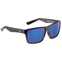 Flying Fisherman Swirl Sunglasses Unisex Matte Black Frame Smoke Blue Mirror Lens Polarized