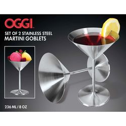 OGGI 10 oz Silver Stainless Steel Martini Glass