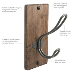 Spectrum 6.75 in. H X 3.5 in. L Aged Gray/ Industrial Gray Steel/Wood Wall Mount Single Hook