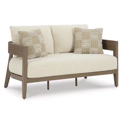 Signature Design by Ashley Serene Bay Dark Brown Aluminum Frame Loveseat White