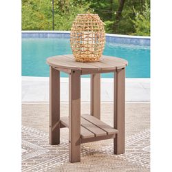 Signature Design by Ashley Cliffs Beach Brown Round HDPE Contemporary End Table