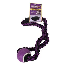 Multipet Nuts For Knots For Dog Assorted Cotton Hand Tug with Tennis Ball Dog Toy 1 pk