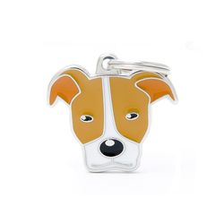 MyFamily Friends Orange/White Pitbull Metal Dog Pet Tags