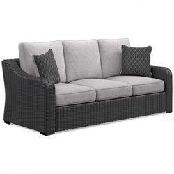 Signature Design by Ashley Beachcroft Black Aluminum Frame Casual Sofa Light Gray