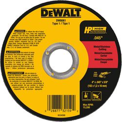 DeWalt 4 in. D X 5/8 in. X 0.045 in. thick Aluminum Oxide Cut-Off Wheel