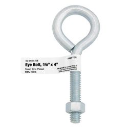 Hampton 3/8 in. X 4 in. L Zinc-Plated Steel Eyebolt with Nut Nut Included