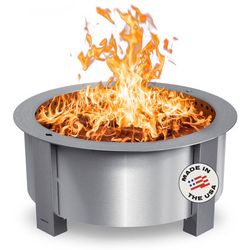 Breeo X Series 30 Stainless Smokeless Fire Pit 30 in. W Stainless Steel Outdoor Round Wood Fire Pit