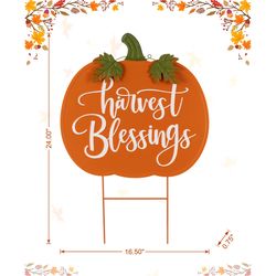 Glitzhome Harvest Blessing Pumpkin Yard Stake