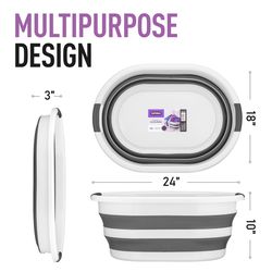 Superio Brand Gray/White Plastic Collapsible Laundry Basket