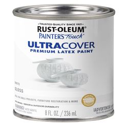 Rust-Oleum Painters Touch Gloss White Water-Based Ultra Cover Paint Exterior and Interior 0.5 pt